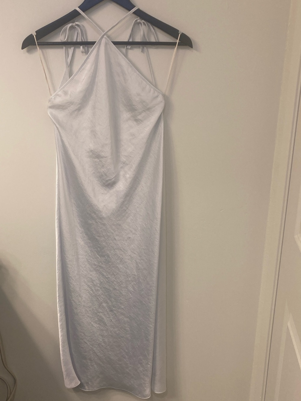 Aritzia high neck, low back slip dress with tie straps